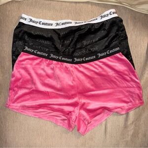 Juicy Couture Black and Pink Velour Sleep Shorts